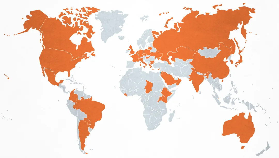 Carte des pays visités par Benjamin Netanyahu de 2017 à 2020